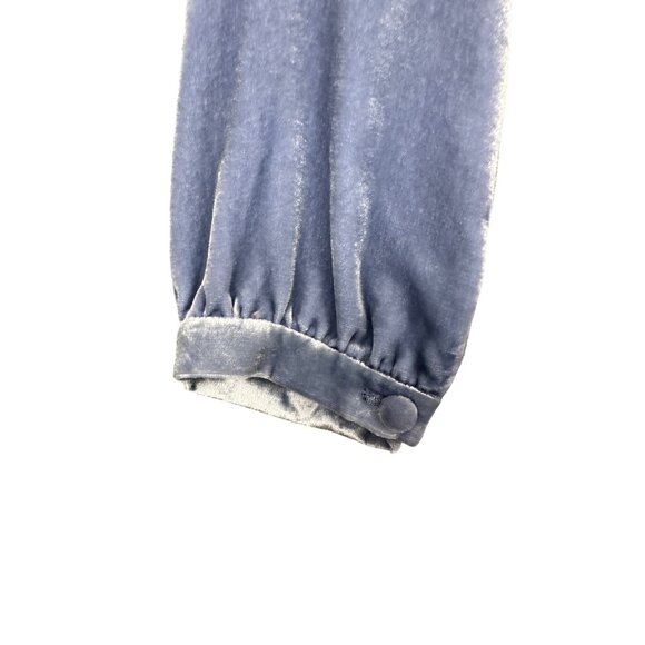Intermix Blue Velvet Top Size 4 Long Sleeve Peplum Tie Front Boho Fairy Goth - Picture 13 of 15